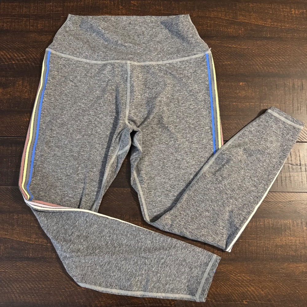 Spiritual Gangster High Waist Stripe Leggings Heather Grey Medium Yoga Athletic - Picture 11 of 11